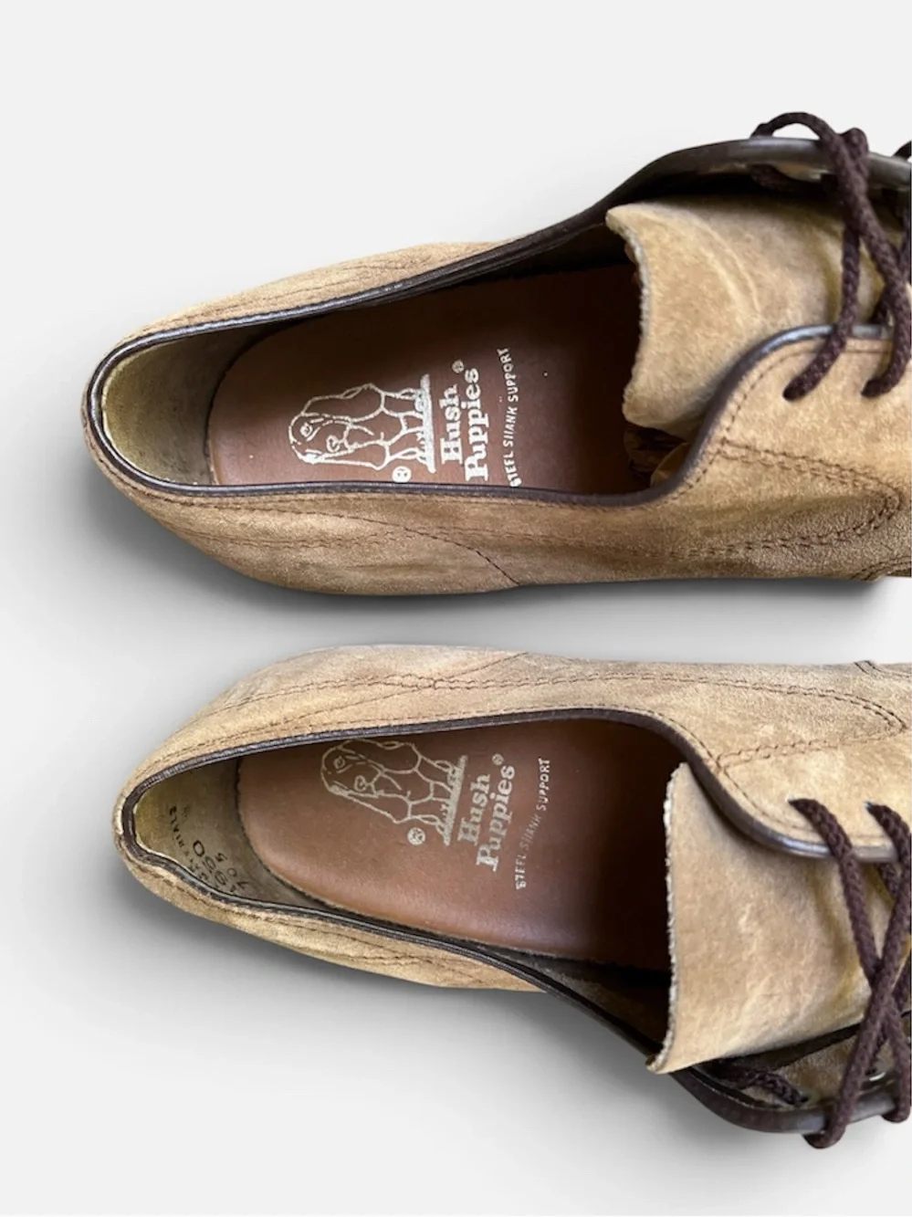Hush Puppies Vintage Tan Suede Moc Toe Oxfords Derby Shoe Men’s Sz 12M